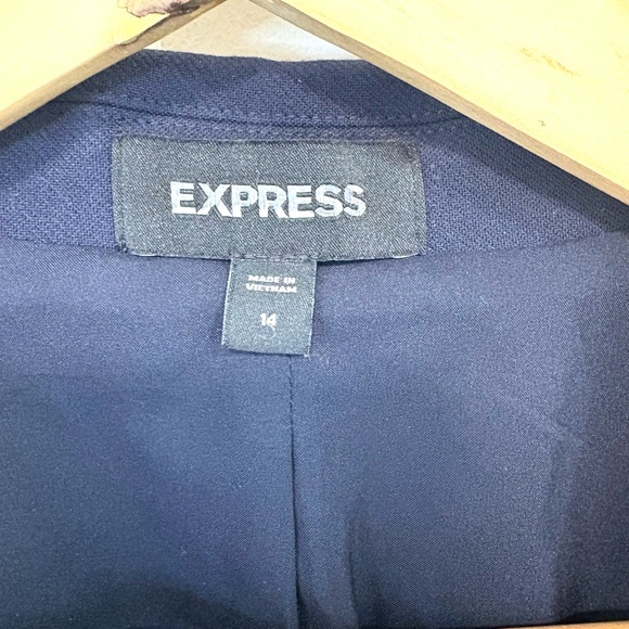 Express Navy Cropped Blazer Jacket Women’s 14 Hook & Eye Stretch Soft Pockets - Picture 8 of 15